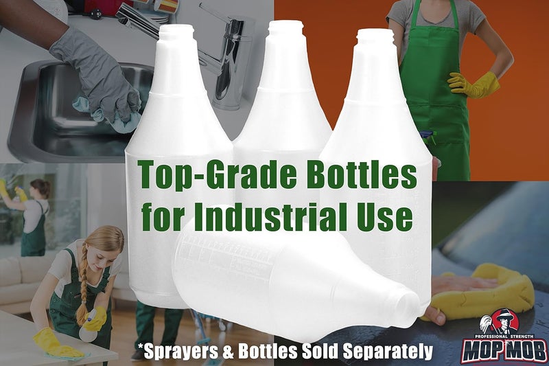 Mop Mob Commercial-Grade Chemical Resistant 32 oz Bottles ONLY 4 Pack Embossed Scale For Measuring. Pair With Industrial Spray Heads For Auto/Car Detailing, Janitorial Cleaning Supply or Lawn Care. - Image 4